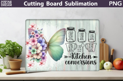 Butterfly Flowers Cutting Board | Kitchen Conversions Chart Product Image 3