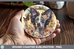 GorgeousButterfly Dog Round Coaster design.
