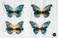 Butterfly Double Exposure Landscape PNG, Butterfly PNG Product Image 1