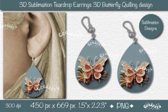 3D Earrings Sublimation 3D butterfly Teardrop earrings png Product Image 1