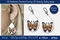 3D Earrings Sublimation 3D butterfly Teardrop earrings png Product Image 1