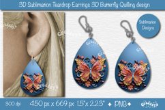 3D Earrings Sublimation 3D butterfly Teardrop earrings png Product Image 1