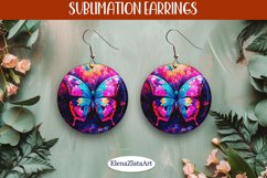 Sublimation Butterfly Earrings, Round Summer Earrings Product Image 1