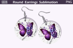 Butterfly Round Earrings | Butterfly Flowers Earrings Product Image 1