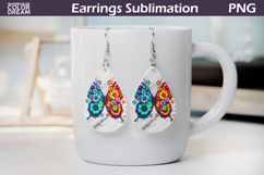 Rainbow Butterfly Earrings | Teardrop Floral Sublimation PNG Product Image 1