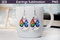 Colorful Butterfly Earrings | Rainbow Floral Teardrop PNG Product Image 1