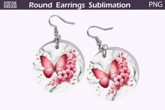 Butterfly Round Earrings | Butterfly Flowers Earrings Product Image 1