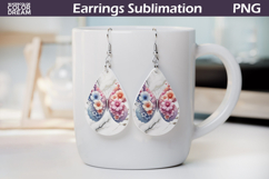 Pastel Butterfly Earrings | Floral Teardrop Sublimation PNG Product Image 1