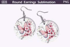 Butterfly Round Earrings | Butterfly Flowers Earrings Product Image 1