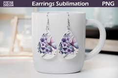 Purple Butterfly Earrings | Pastel Floral Teardrop Earrings Product Image 1