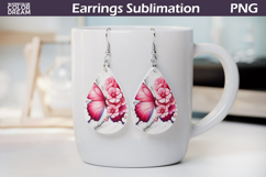 Pink Butterfly Earrings | Floral Teardrop Sublimation PNG Product Image 1