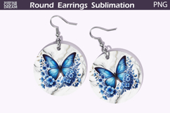 Butterfly Round Earrings | Butterfly Flowers Earrings Product Image 1
