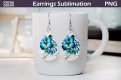 Blue Butterfly Floral Earrings | Butterfly Teardrop earrings Product Image 1