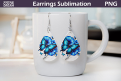 Blue Butterfly Floral Earrings | Butterfly Teardrop earrings Product Image 1