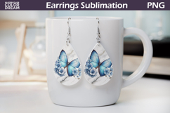 Blue Butterfly Floral Earrings | Butterfly Teardrop earrings Product Image 1