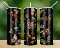 Butterfly Embroidery 20oz Tumblers PNG Instant Download Product Image 3