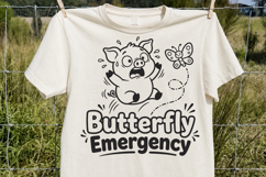 Butterfly Emergency SVG, Cute Pig PNG, Funny Piglet Cut File Product Image 4