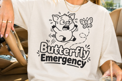 Butterfly Emergency SVG, Cute Pig PNG, Funny Piglet Cut File Product Image 5