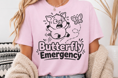 Butterfly Emergency SVG, Cute Pig PNG, Funny Piglet Cut File Product Image 2
