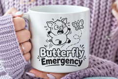 Butterfly Emergency SVG, Cute Pig PNG, Funny Piglet Cut File Product Image 3