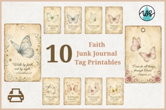 Butterfly Faith Junk Journal Tags, Vintage Bible Ephemera Product Image 6