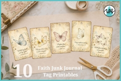 Butterfly Faith Junk Journal Tags, Vintage Bible Ephemera Product Image 3