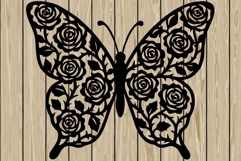 Butterfly floral stencil silhouette SVG Product Image 1