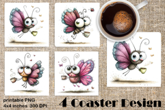 Summer flowers Coaster Design |butterfly Floral Sublima Product Image 1