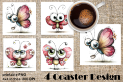 Summer flowers Coaster Design |butterfly Floral Sublima Product Image 1