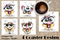 Summer flowers Coaster Design |butterfly Floral Sublima Product Image 1