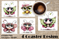 Summer flowers Coaster Design |butterfly Floral Sublima Product Image 1