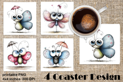 Summer flowers Coaster Design |butterfly Floral Sublima Product Image 1