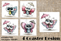 Summer flowers Coaster Design |butterfly Floral Sublima Product Image 1