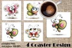 Summer flowers Coaster Design |butterfly Floral Sublima Product Image 1