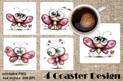 Butterfly square coaster sublimation | Butterfly coaster PNG Product Image 1