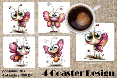 Summer flowers Coaster Design |butterfly Floral Sublima Product Image 1