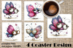 Butterfly square coaster sublimation | Butterfly coaster PNG Product Image 1