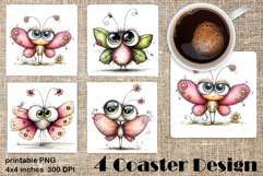 Butterfly square coaster sublimation | Butterfly coaster PNG Product Image 1