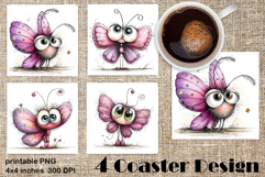 Butterfly square coaster sublimation | Butterfly coaster PNG Product Image 1