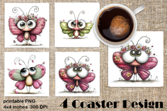 Summer flowers Coaster Design |butterfly Floral Sublima Product Image 1