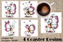 Summer flowers Coaster Design |butterfly Floral Sublima Product Image 1