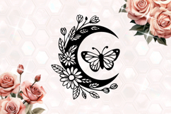 Butterfly floral Moon branch SVG Product Image 1
