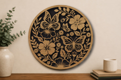 Butterfly Floral Round Laser Cut SVG Product Image 1
