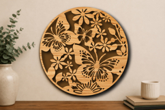 Butterfly &amp; Floral Round Mandala Laser Cut Product Image 1