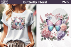 Pink Blue Butterfly Floral Clipart | Botanical Butterfly Product Image 1