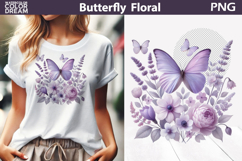 Purple Butterfly Floral Clipart | Botanical Butterfly Product Image 1