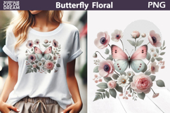 Pastel Pink Butterfly Floral Clipart | Botanical Butterfly Product Image 1