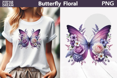 Purple Butterfly Floral Clipart | Botanical Butterfly Product Image 1