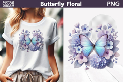 Pastel Purple Blue Butterfly Floral Clipart | Botanical Butt Product Image 1