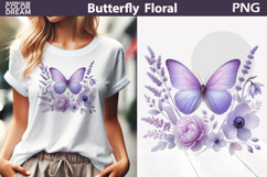 Purple Butterfly Floral Clipart | Botanical Butterfly Product Image 1